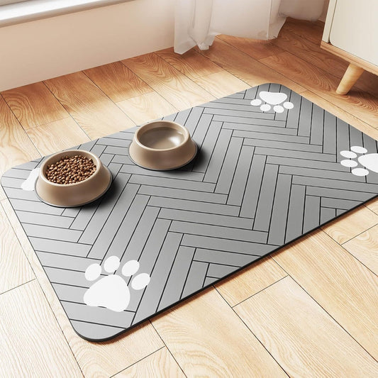 Pet Cat And Dog Eating Floor Mat