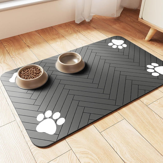 Pet Cat And Dog Eating Floor Mat