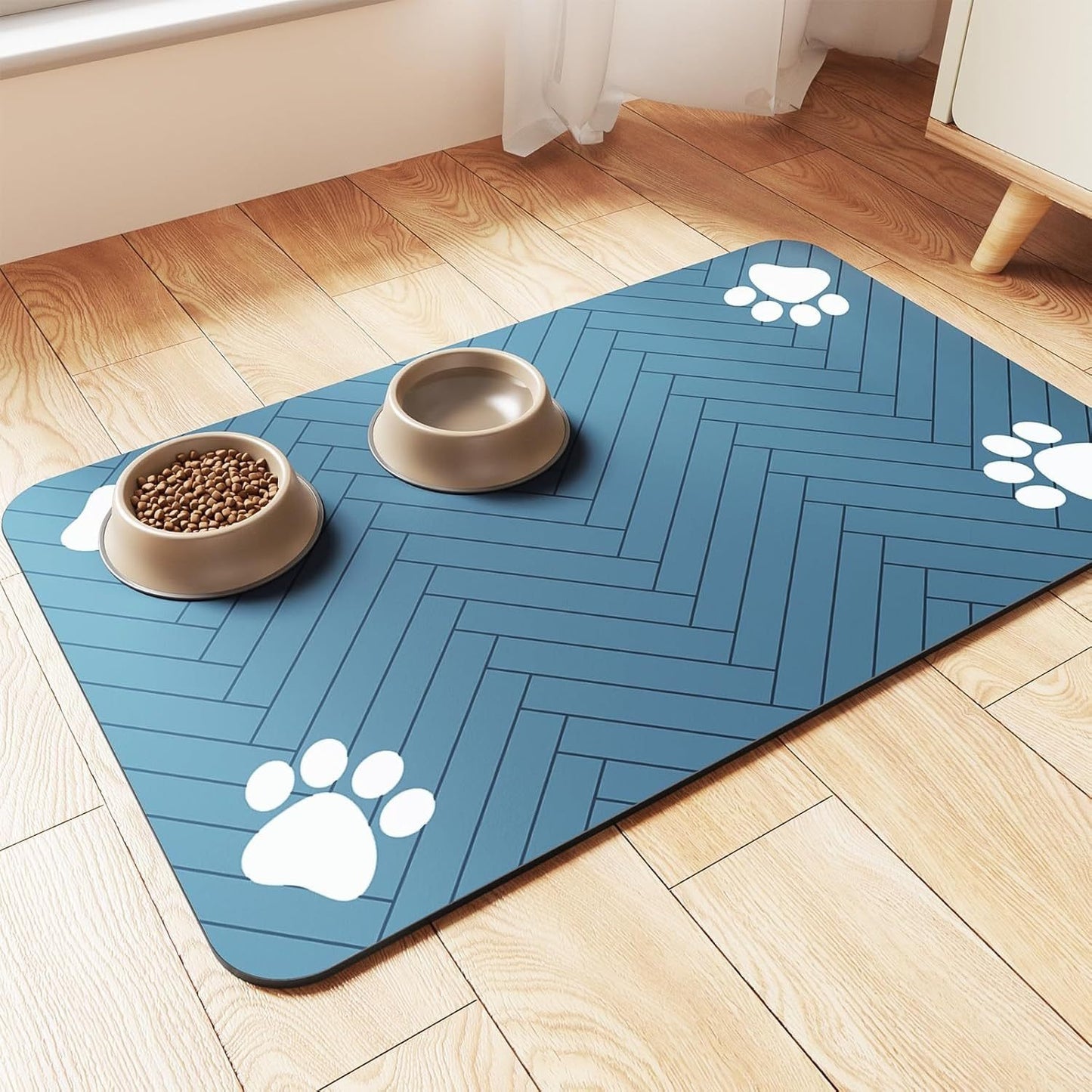 Pet Cat And Dog Eating Floor Mat
